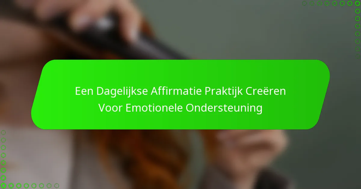 Een Dagelijkse Affirmatie Praktijk Creëren Voor Emotionele Ondersteuning