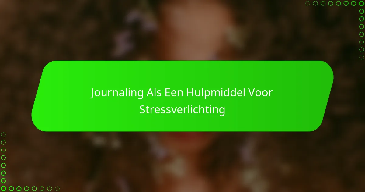 Journaling Als Een Hulpmiddel Voor Stressverlichting