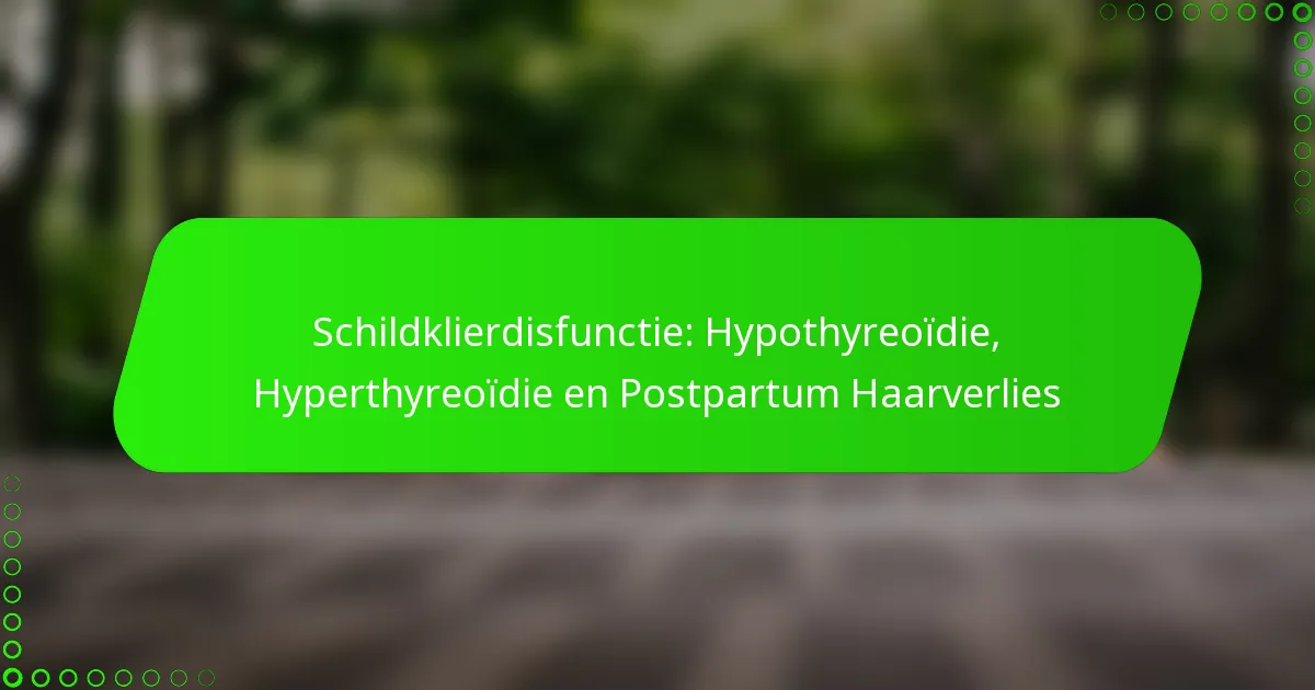 Schildklierdisfunctie: Hypothyreoïdie, Hyperthyreoïdie en Postpartum Haarverlies