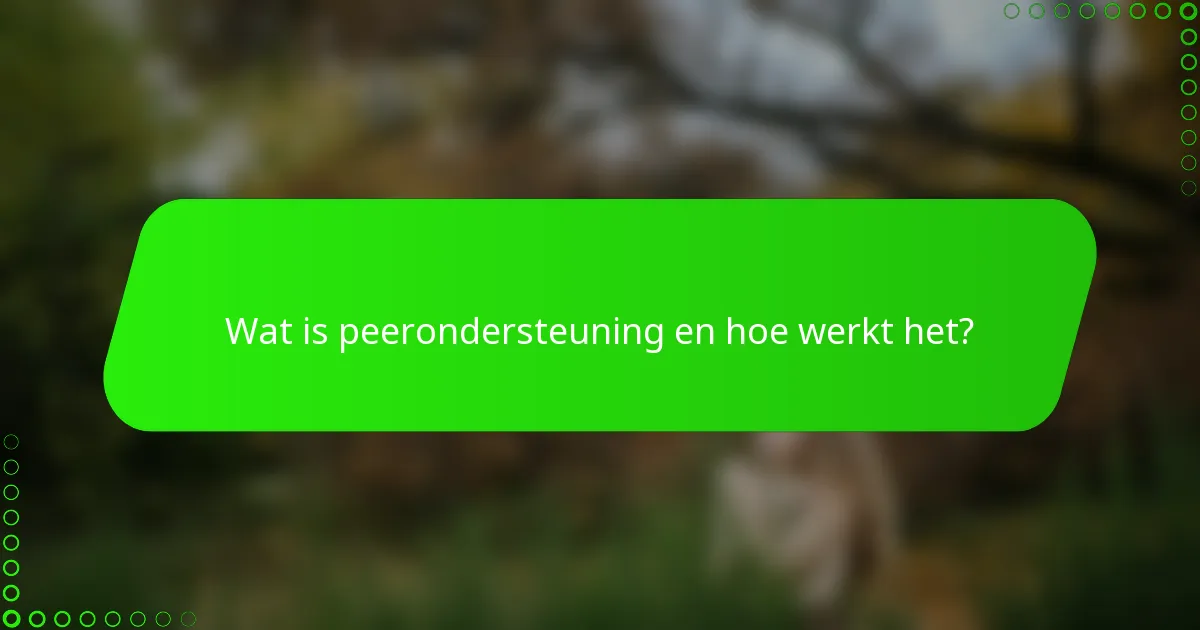 Wat is peerondersteuning en hoe werkt het?